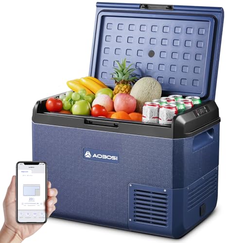 AAOBOSI Kompressor Kühlbox 50L IPX4 Wasserdicht,-20°C bis 20°C, 12V 230V
