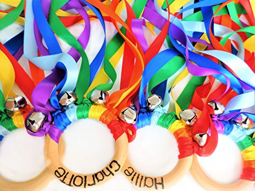Kids Birthday Party Wedding Favors - Satin Ribbon Streamers with Bells Fairy Wands Waldorf Hand Kite - Thumbnail 5