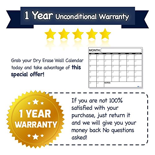 Best Large Dry Erase Wall Calendar Planner & Organizer 18" X 24" in Laminated Dry or Wet Erase Print Squares to Plan Your Whole Day - Perfect for School Classes Office Cubical Home College Dorms - Thumbnail 5