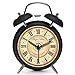 VIVISKY(TM) Multi-style 4-inch Retro Twin Bell Silent Non Ticking Alarm Clock (Nightlight black)