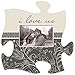 P. Graham Dunn I Love Us Grey Floral Dots 12 x 12 Wall Hanging Wood Puzzle Piece Photo Frame