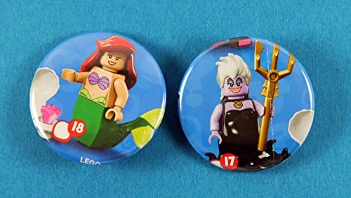 Lego Disney Ariel and Ursula Pin Back Button Set