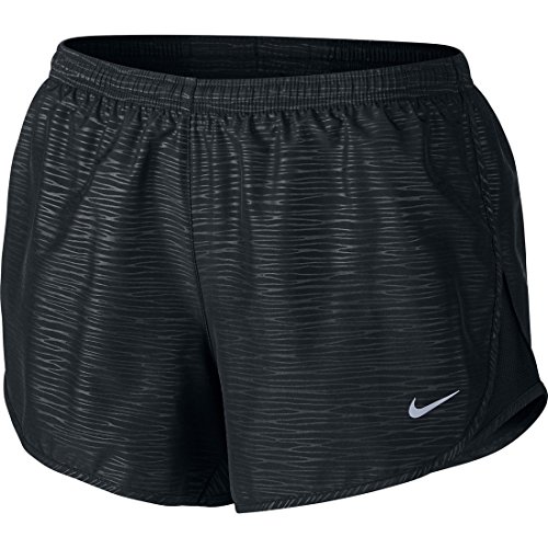 NIKE Women's 3" Tempo Modern Embossed Running Short,Black/Reflective Silver,X-Small