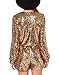 IRISIE Women Glistening Sequin V Neck Long Sleeve Romper Jumpsuit
