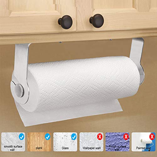 Carry360 Adhesive Paper Towel Holder Under Cabinet Stick on Paper Towel Holder for Kitchen,Bathroom,Toilet, Drill free, 304 SUS Stainless Steel