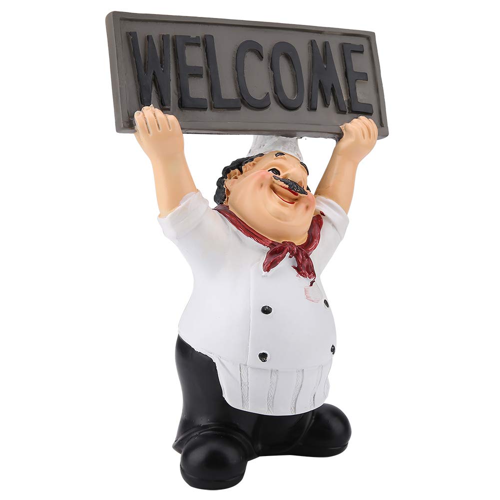 Resin Italian Cute Chef Restaurant Figurines Mini Statue Ornaments Welcome Board Table Decoration Kitchen Cook Café Bar