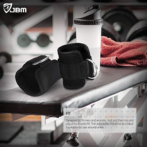 JBM Ankle Straps with D Ring (3 Colors) for Gym Cable Machine Adjustable Thigh Pulley Ankle Cuff Strap for Workout Fitness Weight Lifting Exercise Gym Men