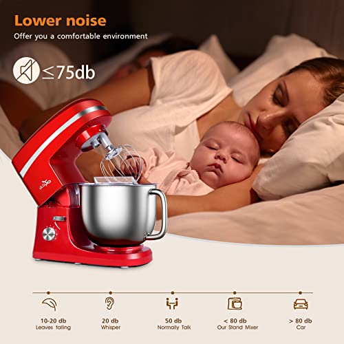 Litchi Stand Mixer, 650W 6 Speed TiltHead Mixer With 5.5 Quart