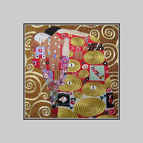 King Silk Art 100% Handmade Embroidery Multiple Unframed The Hug By Gustav Klimt Oriental Wall Hanging Art Asian Decoration Tapestry Artwork Picture Gifts 35067NW
