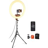NEEWER 18 inch Ring Light with Tripod Stand and Phone Holder, Ultra Thin Video Ringlight 2900K-7000K TLCI98 App Control, Softer Lighting for Lash Tattoo Makeup Live Stream TikTok, RP18B Pro White