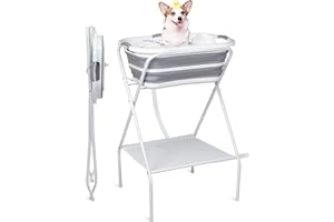 SMLXLXX Portable Dog Bath Tub and Dog Washing Station, Collapsible Elevated Pet Tub for Bathing, Showering, Grooming, Pet Bathing Basin for Small to Medium Dogs, Cats and Other Pets (Built-in Drainage System)