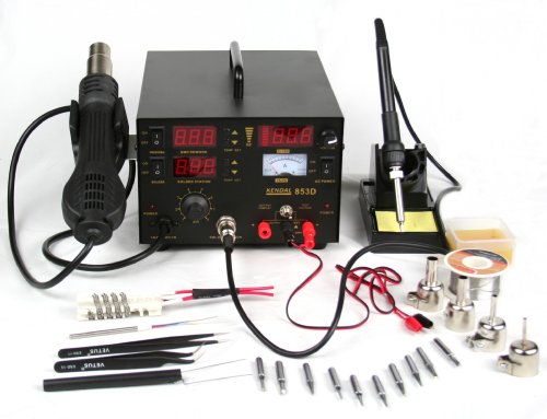 UPC 804551145551, Kendal 853D 4 IN 1 SMD HOT AIR REWORK &amp; SOLDERING IRON STATION / DC POWER SUPPLY &amp; DC TEST METER