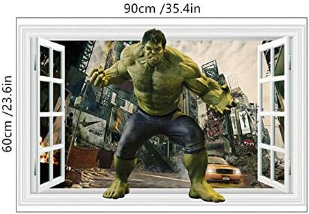 Hulk Broken Wall 3D Art Vinyl Mural Super Hero Anime Poster Stickers Kids Room Decoration The Avengers Movie Wallpaper 60 * 90cmB328