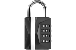 HH VOYAGE Heavy Duty, Combination Lock 4 Digit, Resettable, Waterproof Metal, School/Gym Locker Lock, Fence, Gate, Toolbox (Black)