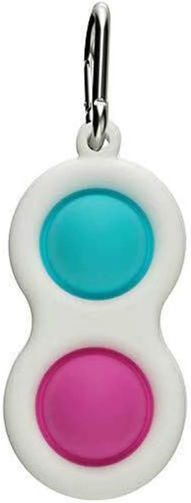 Aklivan Simple Dimple Fidget Toy, Squeeze Sensory Toy Simple Dimple Fidget Popper for Adults and Kids, Portable Fidget Toy with Buckle Ring Stress Relief and Anti-Anxiety (Rose Red-Blue)
