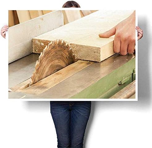 SCOCICI1588 3D Hand Painting a Carpenter Works on Woodwork The Machine Tool Carpenter Oils,24" W x 16" L Wall Art for Hallway Bathroom(Frameless)