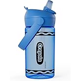 CamelBak Crayola Flip Straw Kids Water Bottle, Tritan Renew, Spill-Proof, 14oz, Cerulean