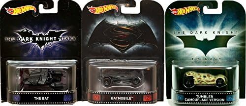 Retro Entertainment Hot Wheels Batman V Superman Batmobile The Bat & Tumbler Camouflage Version 3-Car Bundle Set