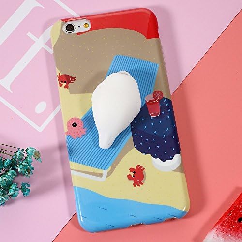 Squishy Phone Case for iPhone 6 / 6s Plus TPU Bumper Squishy Cat Phone Case Kawaii Squishies Premium Super Soft Silicone with Microfiber Cloth For Cleaning (Baby Seal - Beach Chair)