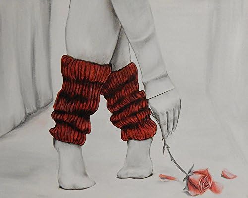 CANVAS Lady With The Rose by Ed Capeau 30x24 Canvas Gallery Wrap Giclee Edition Art Print Poster Wall Decor Ballerina Feet Dancer Socks Leg Warmers Rose Petals Black and White Color Splash