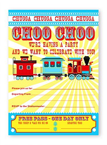 Train Party Invitations - 10 Invitations + 10 Envelopes