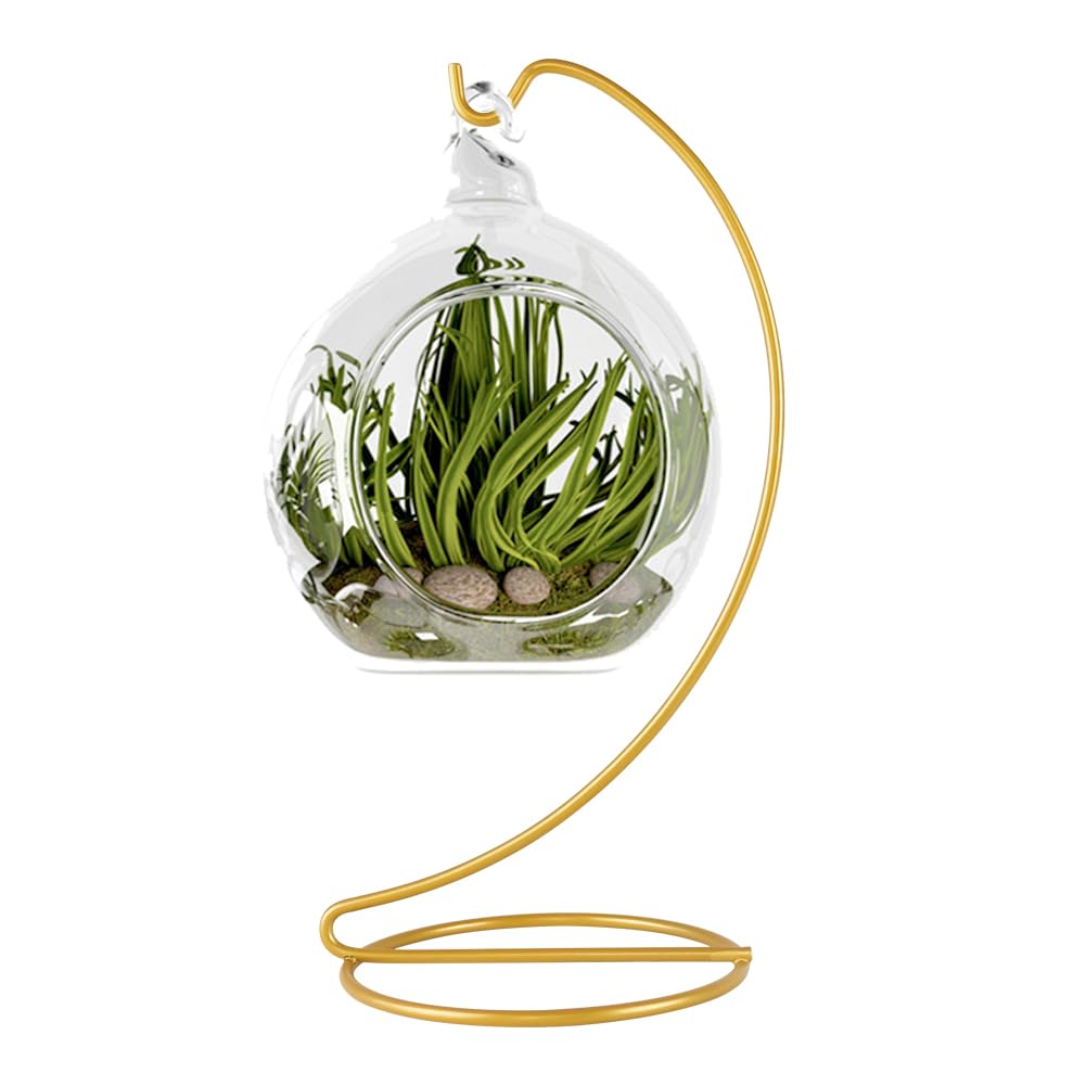 Photo 1 of ****STAND ONLY** Fosinz Ornament Display Stand, Iron Pothook Stand for Hanging Glass Globe Air Plant Terrarium, Witch Ball, Christmas Ornament and Home Wedding Decoration (1, 9x4" Gold)
