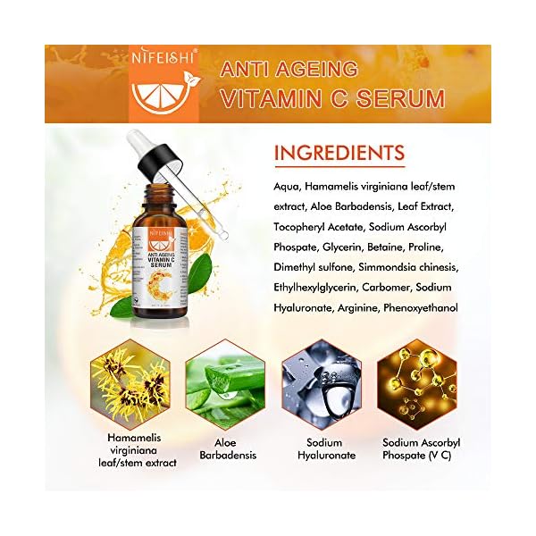 Vitamin C Serum for Face with Hyaluronic Acid & Retinol Natural Anti-Aging & Anti Wrinkle Facial Serum Hydrate and…