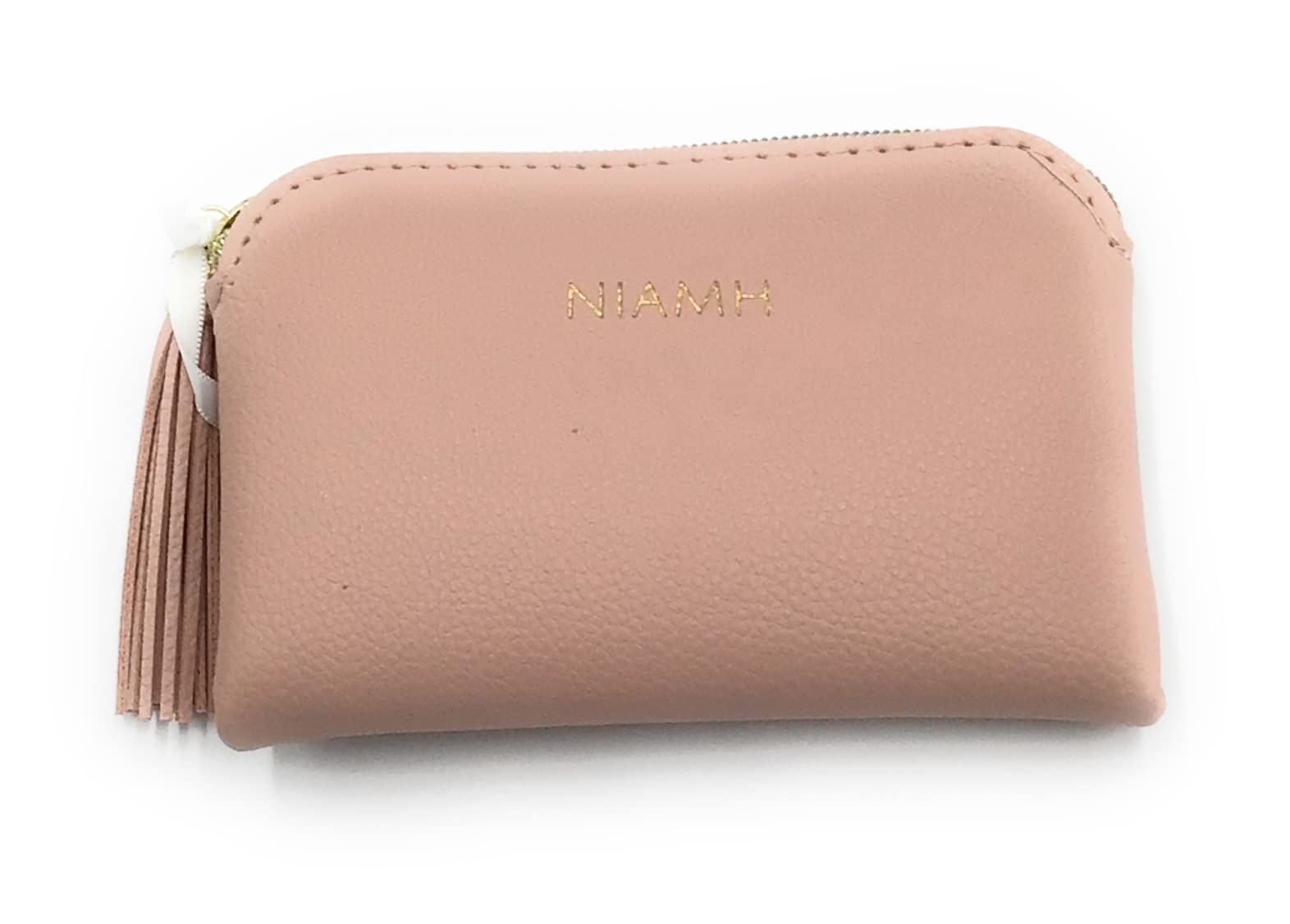 Chosen Personalised 'NIAMH' Light Pink Make-up Bag/Purse. Gold Zip with Pink Tassel. Stocking Filler, Gift, Present
