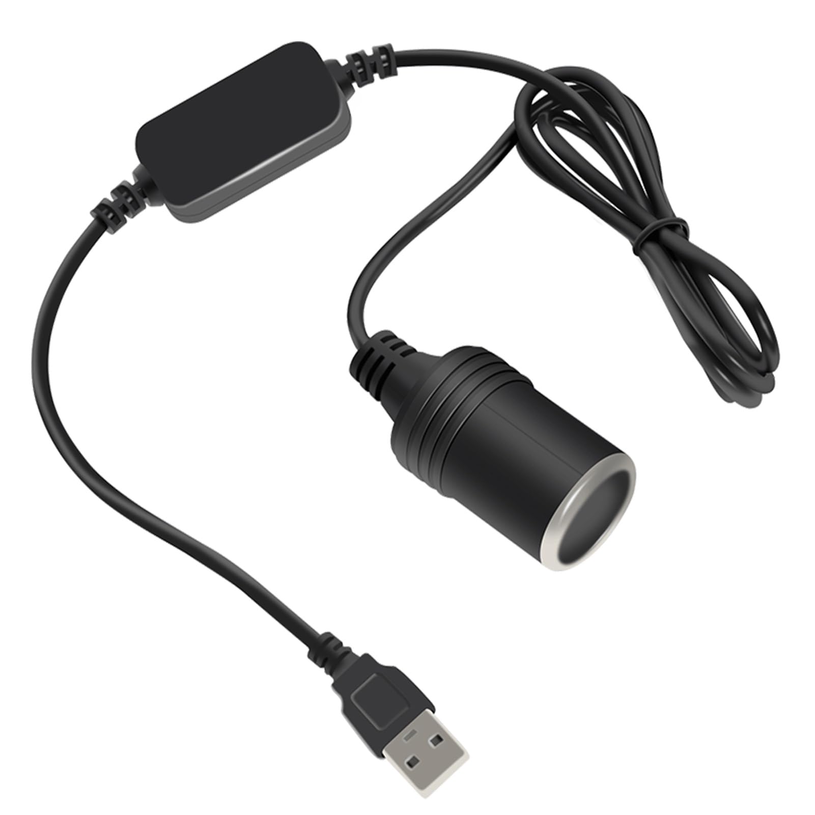USB to cigarette lighter, 60 cm cable USB to cigarette lighter in the car, converter adapter cable, male to female