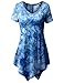 TWINTH Printed Tunic Plus Size Tie Dye Short Sleeve Handkerchief Hem Loose Fit Top Blue XL