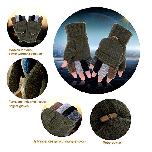 VBIGER Guantes Invierno Unisex Mitones de lana de punto caliente Manoplas