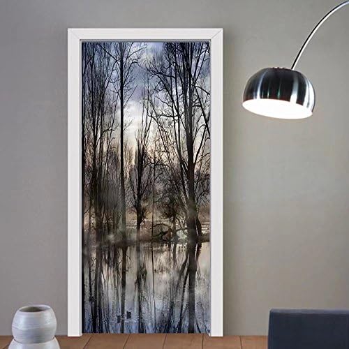 Niasjnfu Chen custom made 3d door stickers Mist on the Water in De Bourgoyen Nature Reserve near Ghent Belgium Fabric Home Decor For Room Decor 30x79