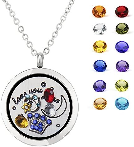 EBOETA Love You to The Moon Living Memory Locket Include Charms Love You Pendant Necklace Best Gifts to Express Your Love