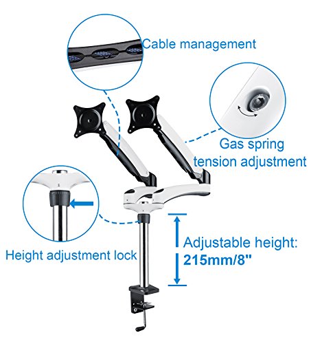 Mounting Dream MD4130-2 Monitor Desk Mount Stand with Dual Spring Arms Fits Most of 10-26” Monitors, LED and LCD Displays with VESA of 3”x 3” and 4”x 4” - Thumbnail 2