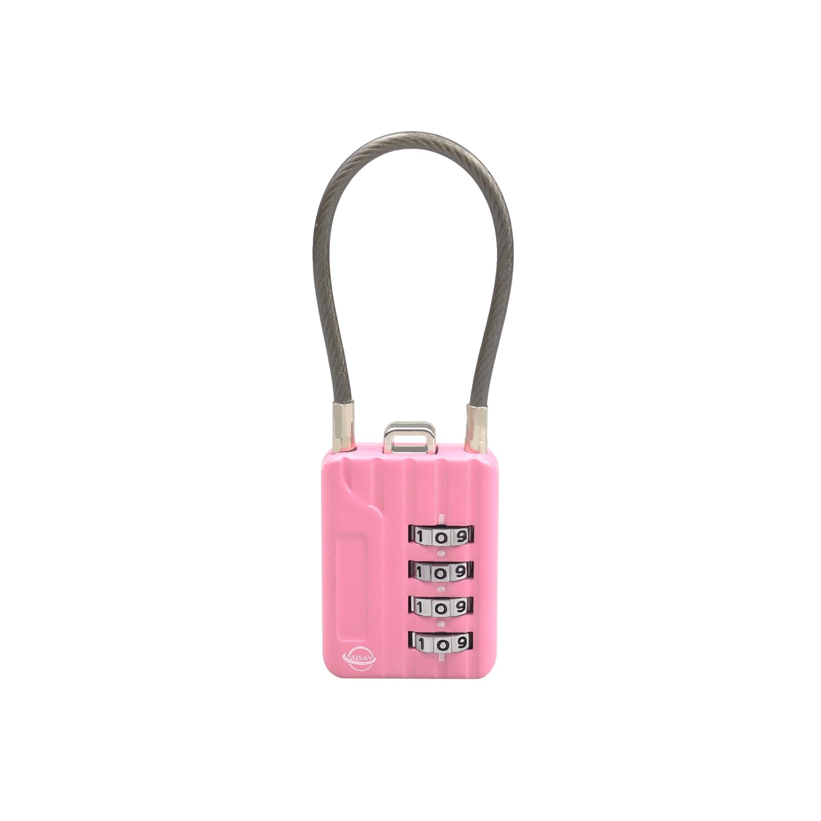 SISAV 4 Digit Combination Locks - 4.7 inches(12cm) Cable for School Gym Locker, Helmet, Filing Cabinets, Toolbox, Luggage, Knapsack - 3mm Diameter - Pink