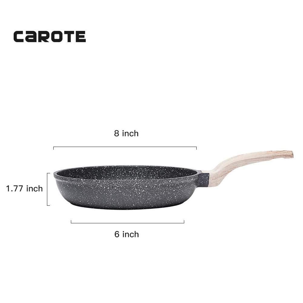 Carote 8 Inch Nonstick Skillet Frying Pan Egg Pan Omelet Pan, Nonstick Cookware Granite Coating,Black