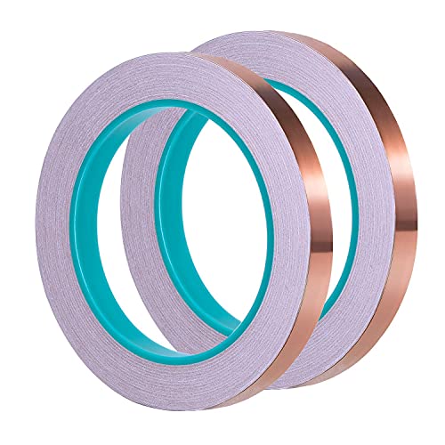 Zehhe Copper Foil Tape with Double-Sided Conductive - EMI Shielding,Stained Glass,Soldering,Electrical Repairs,Paper Circuits,Grounding (1/4inch - 2packs)