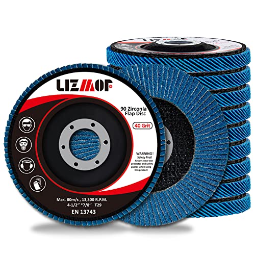 LIZMOF 41/2 x 7/8 Inch Flap Disc for Angle Grinder, 40 Grit Flap Wheel