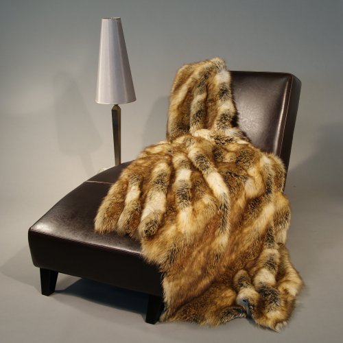 Best Home Fashion Faux Fur Throw - Lounge Blanket - Amber Fox - 58"W x 60"L - (1 Throw)