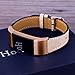Mornex Replacement Leather Band Compatible with Fitbit Charge 2, Classic Genuine Leather Wristband for Men Women(Beige-Rosegold Buckle)