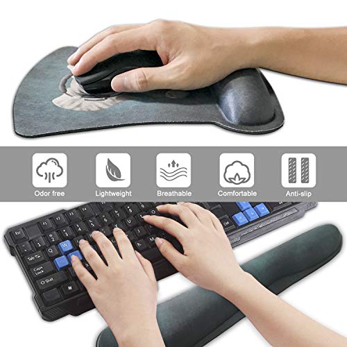 Dooke Keyboard Wrist Rest Pad and Mouse Wrist Rest Support, Comfort Wrist Rest Pad with Non-Slip Rubber Base & Memory Foam Support for Working Gaming Fatigue Pain Relief Elephant