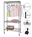 Finnhomy 3 Adjustable Shelves Sturdy Shelving Garment Rack Rolling Clothes Rack for Closet Organizer