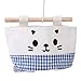SOURBAN Cotton Linen Fabric Pocket Wall Hanging Storage Bags Over the Door Organizer Blue Grid