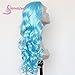 SAPPHIREWIGS 13x4 Synthetic Lace Front Wigs Natural Wavy for Women Heat Resistant Wigs for Daily Party Use 20 Inch (Light Blue)