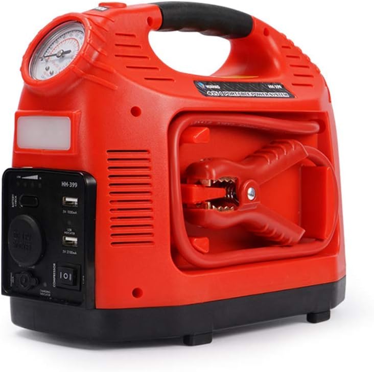 HLDUYIN Portable Automotive Jump Starter, Tire Inflator Air Compressor with Dual USB Smart Charging Port And LED Flashlight