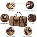 Oversized Canvas Travel Duffel Bag Waterproof Genuine Leather Duffle Bags for Men Women Overnight Weekender Carryon Handbag (Brown)