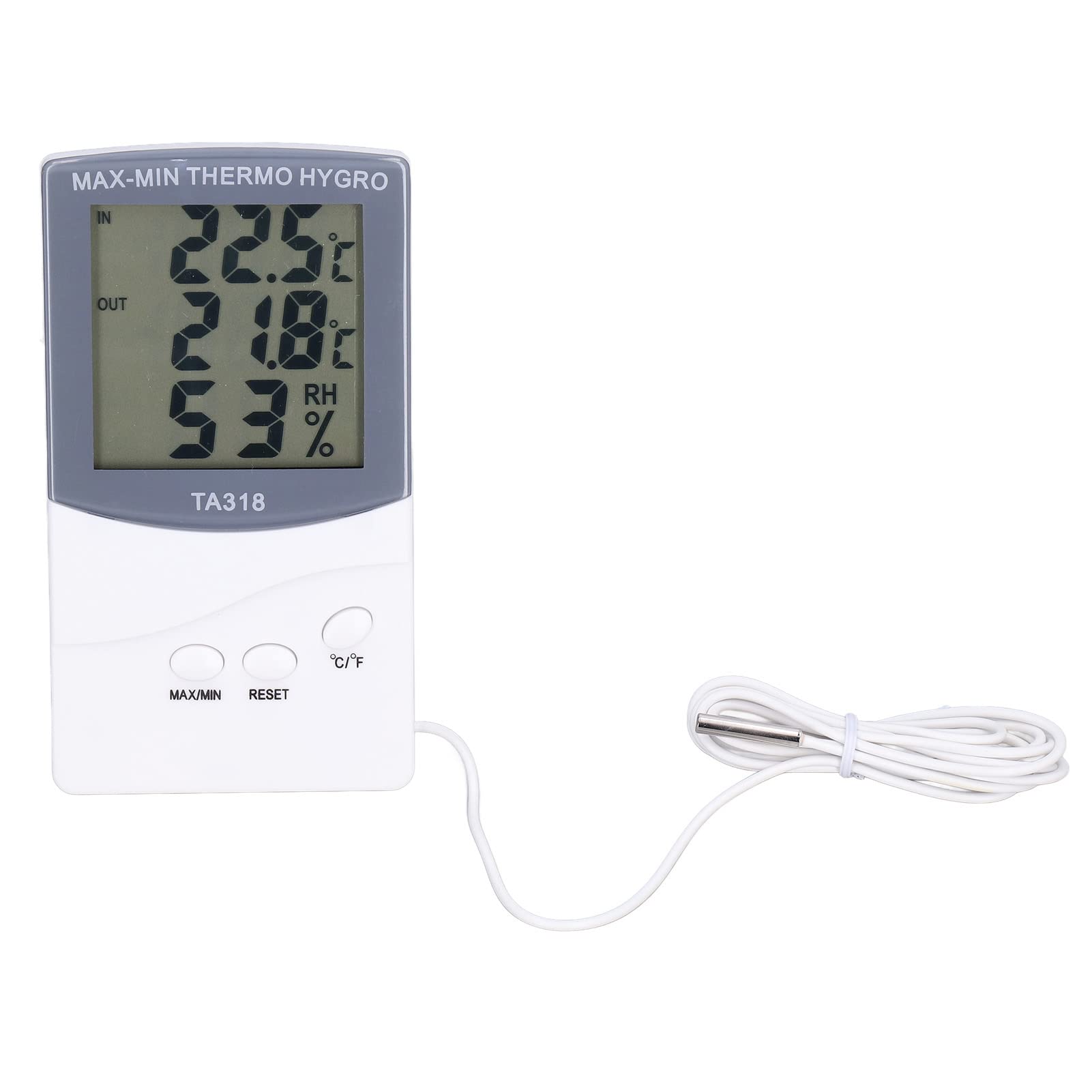 Fdit Indoor Outdoor Thermometer, Modern Type Temperature Humidity Meter With Probe Adjutable Degrees Celsius Or Fahrenheit Display Minimum Or Maximum Degrees