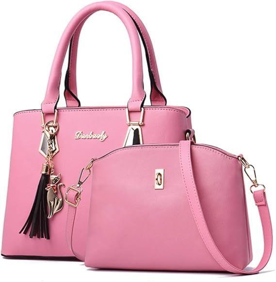 Amazon ハンドバック ショルダーバッグ バッグ レディース ハンドバック 通勤 ネコ タッセル 親子バック ピンク ハンドバッグ