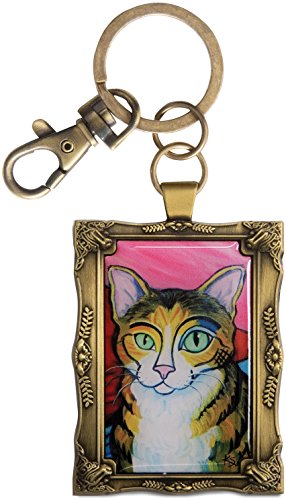 Paw Palettes Golden Framed Brown Tabby Cat Key Chain
