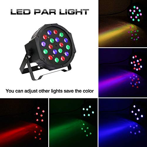 Led Stage Lighting, 18W RGB Par Lights with DMX512 and Sound Activated Uplighting for Wedding Church DJ Birthday Christmas Party Wall Wash Light - Thumbnail 4